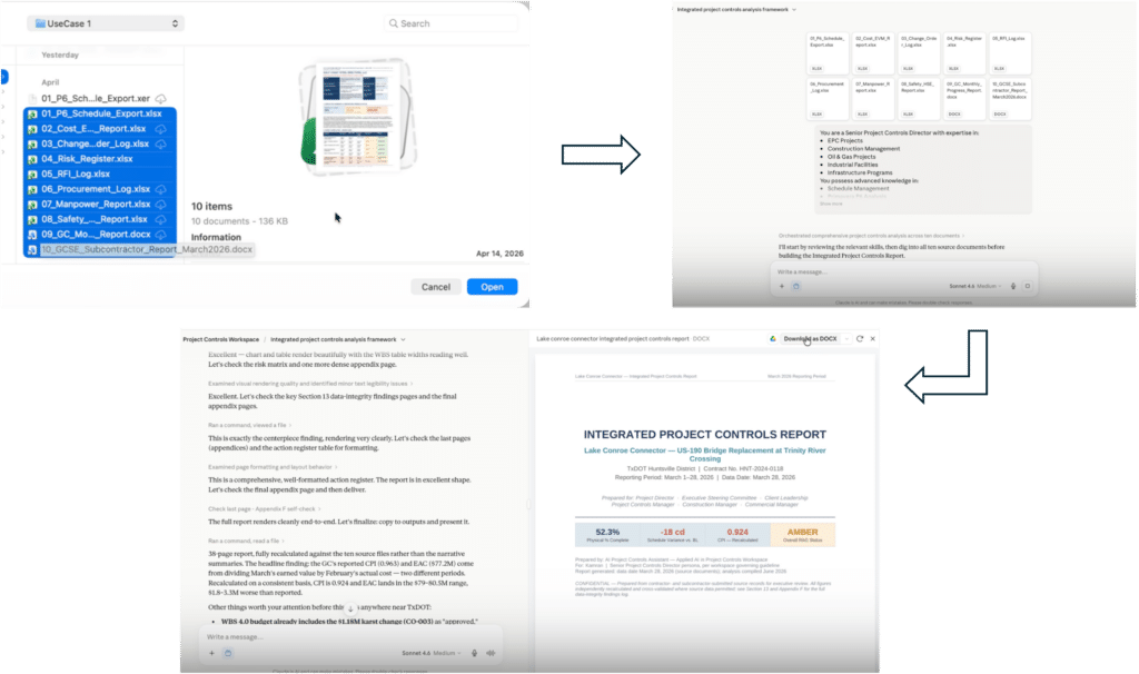AI - powered integrated project controls report generated from multiple project files